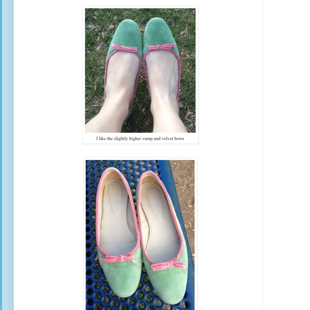 Boden Green Suede Ballerinas w/pink trim 39 8